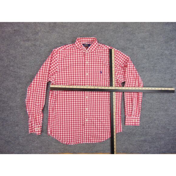 Polo Ralph Lauren Shirt Mens Med Red White Check Non-Iron - Picture 4 of 8